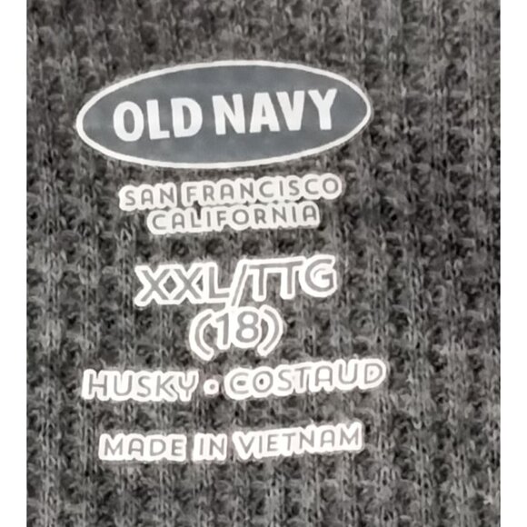 Old Navy Plus Size XXL Top Waffle Knit Striped Long Sleeve Thermal Black Gray - Picture 6 of 8